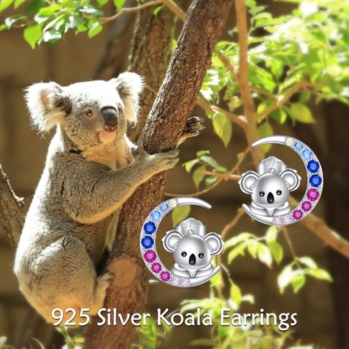 Boucles d'oreilles koala lune argent à porter pour illuminer vos journées