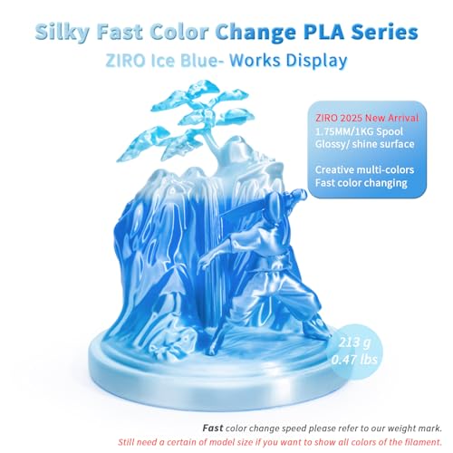 Image of ZIRO Fast Gradient PLA, Sillk Multi Color 3D Printer Filament 1kg, Ice Blue
