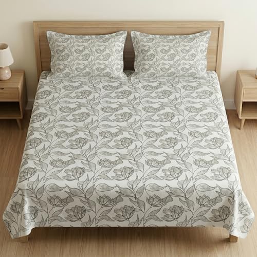 Image of Mafatlal 186 TC Metro Cotton Double Bed Bedsheet | 90x100 Inch | Soft, Breathable & Lightweight | Includes 2 Pillow Covers