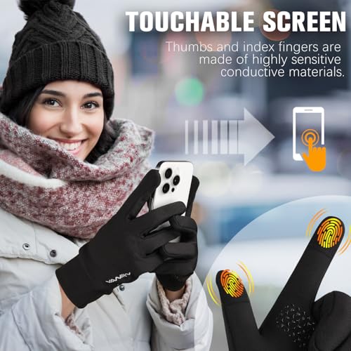 YANIKY Handschuhe Herren Damen Fahrradhandschuhe Winddichte Laufhandschuhe Thermo Handschuhe Winter Anti-Rutsch Touchscreen Sporthandschuhe Für Fahrrad, Laufen, Wandern, Fahren