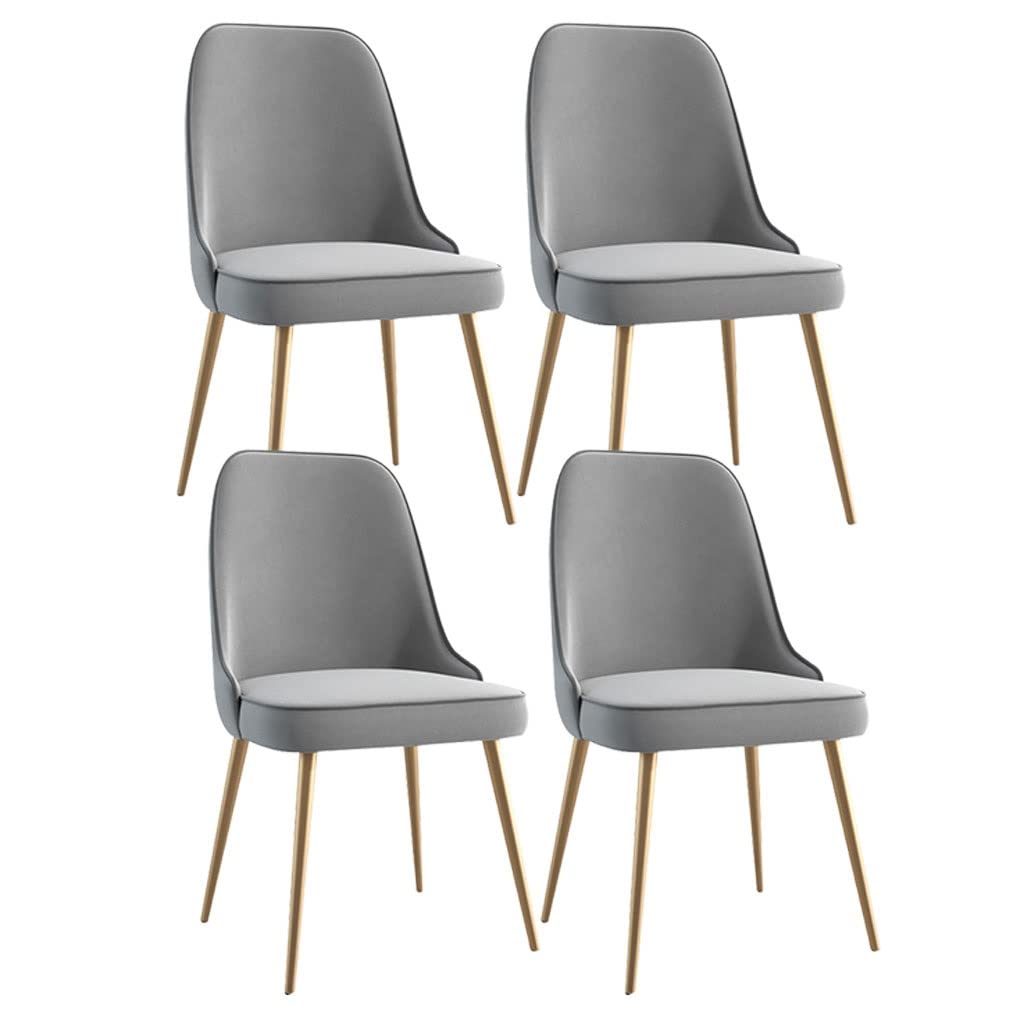 YNBSHGAA Velvet Dining Chairs Set of 4 Kitchen Chair with Ergonomic Backrest and Metal Legs for Counter Lounge Living Room Reception Chair,5-Light Gray