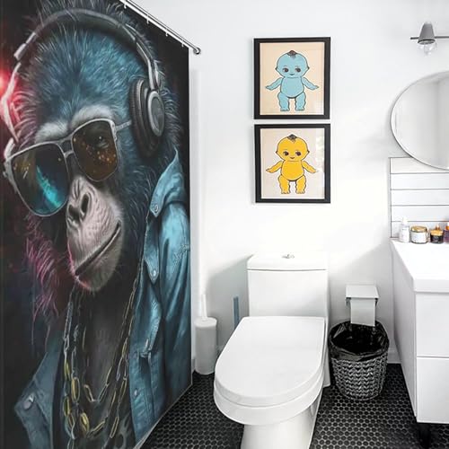 Rideau de douche DJ Singe 100% polyester lavable haute résistance 183x183cm - 3