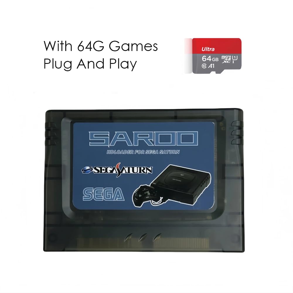 SAROO SS HD Loader Cartouche de lecture rapide pour cartes SD TF Menory pour jouer à des jeux sans CD pour Saturn avec 128 Go de jeux (SAROO 64 Go)