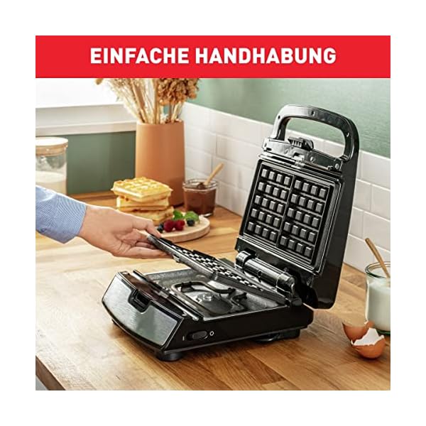 Tefal Snack Collection 4-er Set SW854D | Kombigerät | Inklusive 4 antihaftbeschichter Plattensets | Spülmaschinengeeignet | Panini, Waffeln, Sandwich, süße Küchlein | 700W |Schwarz/Edelstahl – Bild 4