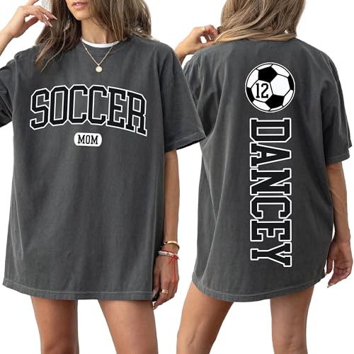NAZENT Custom Soccer Mom Shirt with Name Number – Personalized Senior Team Hoodie, Sports Tee Gift, Cheer Gifts for Family