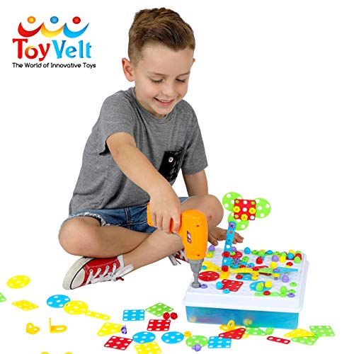 ToyVelt Kids Drill and Screw Set, Creative Mosaic with Toy Drill & Kids Screwdriver Toy Set, 93 Pieces Perfect STEM for Kids 3,4,5,6 and Up, Ideal Design and Drill - Thumbnail 7