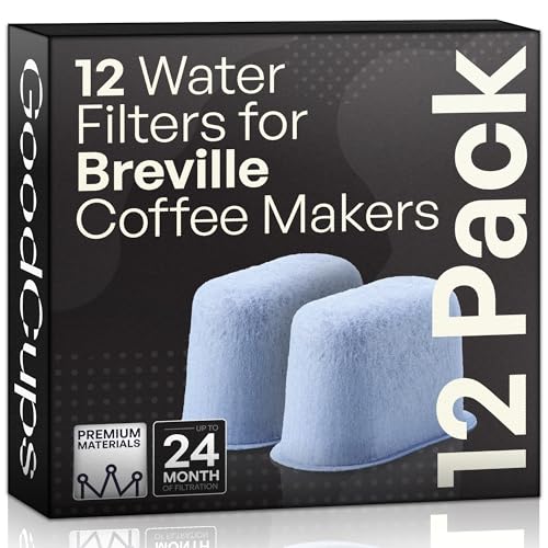12 Water Filters for Breville Espresso Machines - Replacement Charcoal Filters for Breville Coffee Makers (BWF100 Compatible)