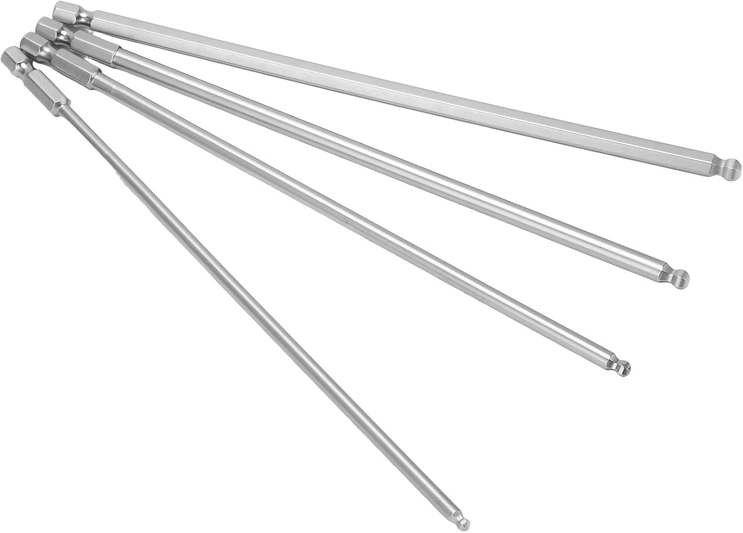 Ball End Hex Screwdriver Bit, 4pcs Hex Screwdriver Bit Set Steel Magnetic Metric Ball Head Hex Bits 1/4 Inch Hex Shank Hex Head Allen Wrench Screwdriver Bit Set(200mm)