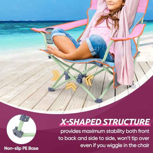 Image of HaSteeL Low Beach Chairs, 2Pcs Folding Camping Lawn Chairs - Colorful | Portable, Solid Construction, No Assembly Required, Perfect for Camping, Fishing, Picnic