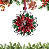 Christmas Ornaments, 2025 Solid Pewter Christma Tree Ornament Handcrafted Metal DIY Hanging Craft Collectibles for Xmas Trees Home Party Party Gifts (Christmas Flower)