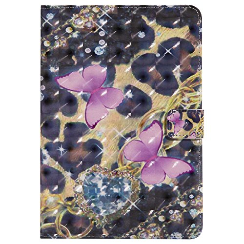 ® Hülle für Apple iPad Mini 3, 3D Leder Schutzhülle mit Kartenhalter, Multiwinkel Besichtigung Flip Stand Schutzhülle, Schmetterling 2
