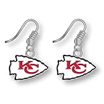 Aminco NFL Kansas City Chiefs Logo Dangler Earrings , Silver, Size 2.5