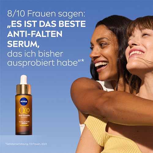 NIVEA Anti-Age Serum, Anti-Falten Serum mit Q10 mildert Falten und beugt ihrer Neuentstehung vor, straffendes Gesichtsserum mit Glycostop, Q10 Anti-Falten Experte Dual Action Serum (30 ml) 5