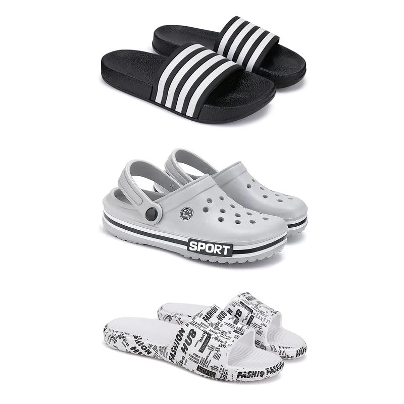Lightweight Classic Slider || Sandals with Clogs for Men-Combo(3)-3024-3016-3104-8 White (COMBO(3)-3024-3016-3104-8__BZ)-image-19