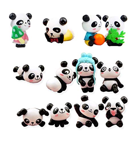 Panda Cake Toppers, Fashionclubs 12pcs Cute Panda Toys Figurines Playset for Cake Decoration, DIY Fairy Garden Miniature Ornaments Doll
