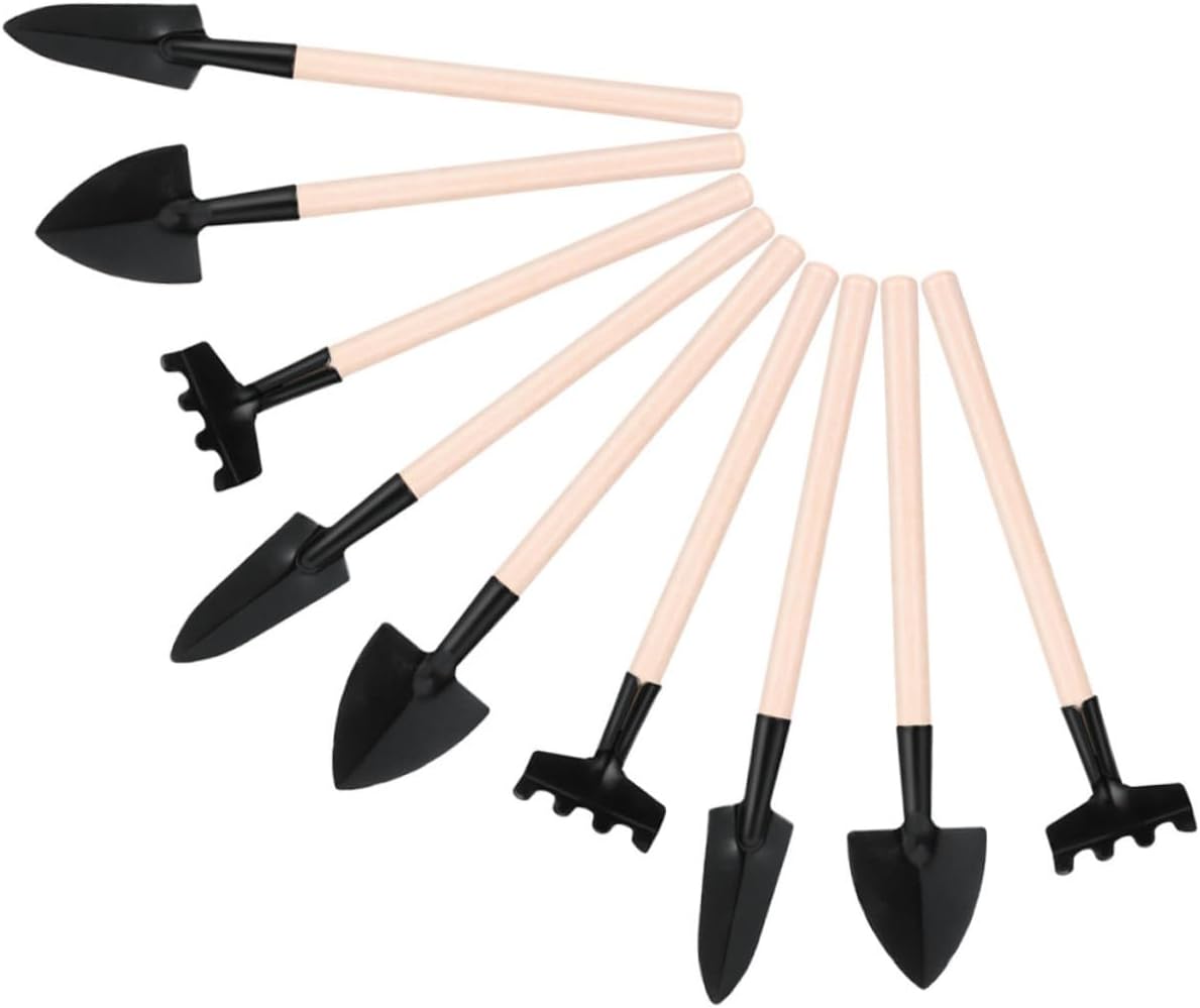 KALLORY 9pcs Mini Gardening Tool Set with Trowel, Shovel, and Rake for Bonsai and Potted Plants, Small Handheld Garden Tools Kit for Planting, Transplanting, and Soil Loosening