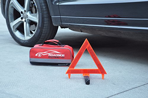 General Medi 127-Pieces Roadside Car Emergency Kit Include Mini First Aid Kit, Jumper Cables,Tow Rope, Bandage, Safety Vest, Emergency Triangle, All in One Pack
