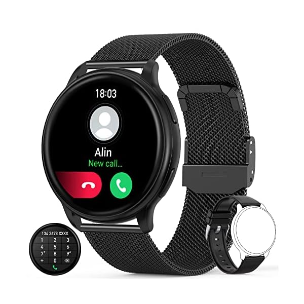 Smart Watch(Call Receive/Dial),Fitness Watches for Women Men Waterproof Smartwatch for Android iOS Phones Compatible with Text and Call Digital Watch Heart Rate Blood Pressure Monitor