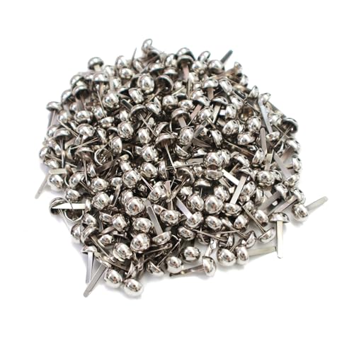 Leucasa 250 Piezas Encuadernadores 8X17mm Mini Brads para Scrapbooking para Manualidades con Papel, Artesanía, Materiales Artísticos y Materiales para Manualidades Escolares (Plata)