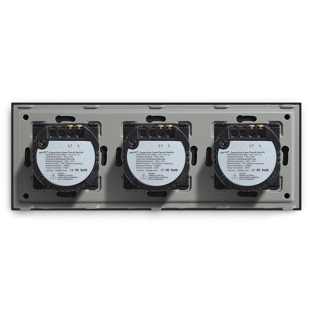 3 el interruptor elegante de la luz del tacto de la manera de la cuadrilla 2 moderó el vidrio ningún neutral(White)