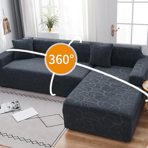 Housse de canapé d'angle en forme de L extensible en velours premium - 4