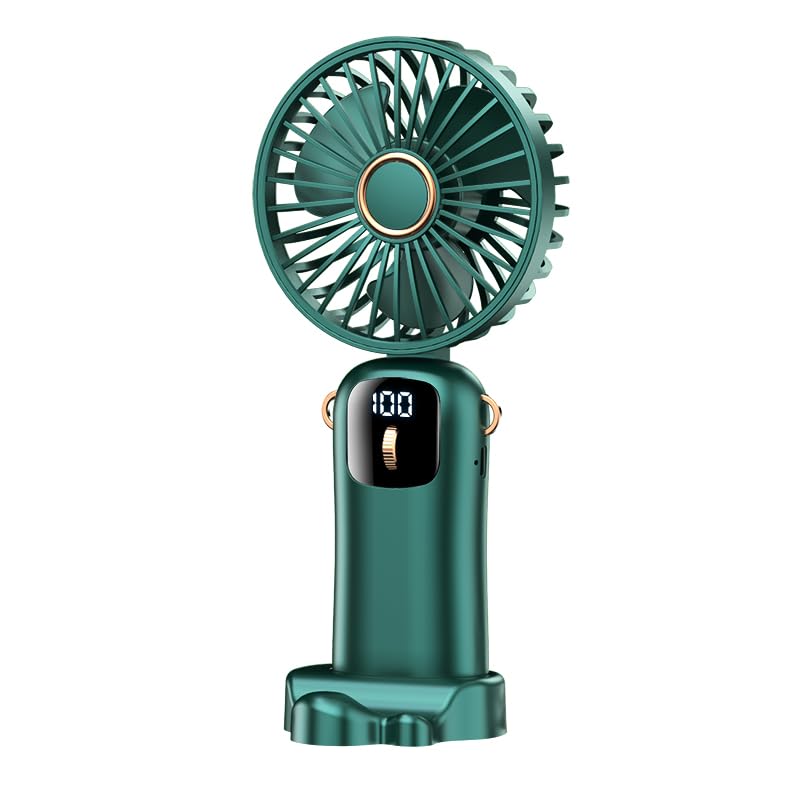 LBOYLOVE® Portable Fan,Mini Fan,Hand Fan USB Rechargeable with 100 level Speeds, Foldable Desk Desktop Fans with LED Display for Home Office Bedroom Outdoor Travel (Green)