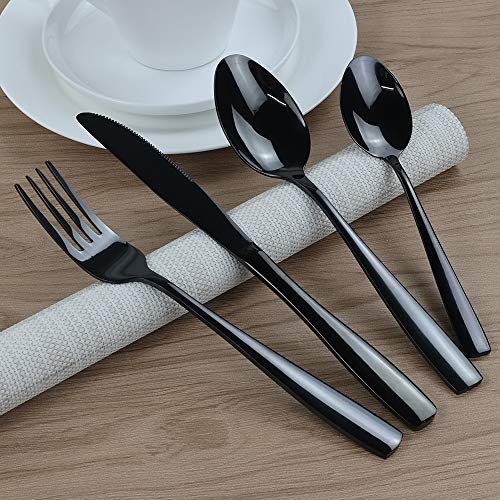 Neadas roestvrij staal zwart bestek bestek lepel vork messen set, 24-delig voor 6 personen - Image 4