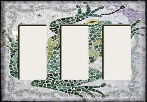 Decorative Light Switch Cover Plate - Frog Mosaic - Triple Rocker (Three Decora) Switch Or Outlet