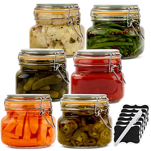 Galashield Glass Jars with Lids Food Storage Jars with Airtight Lids Leak Proof Glass Canisters Kitchen Jars [Set of 6 - 17 oz]
