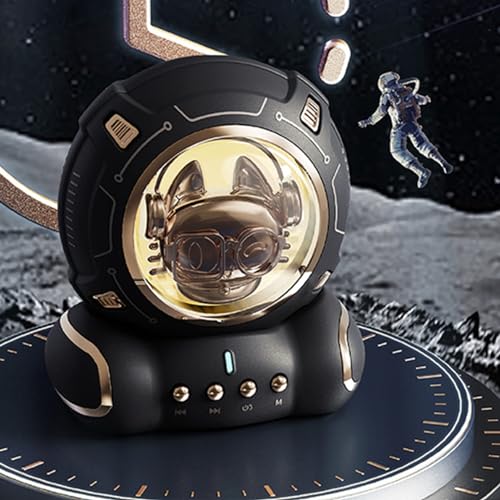 Cute Bluetooth Speaker, Space Cat Styling Night Light MP3 Player, Excellent Sound Quality Decorative Wireless Speaker for Home Bedroom Car Office, Ideas Gift (Black)