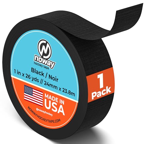 Noway Hockey Tape Durable Cloth Hockey Stick Tape for Blade and Handle Grip Strong Adhesive and Water Resistant 1 Wide x 26 Yards Length Made in USA (Black 1 Pack)