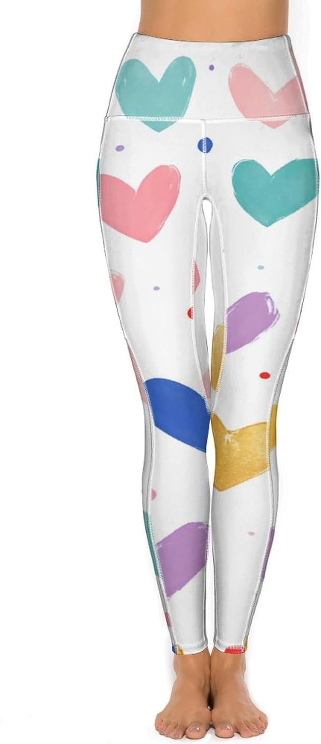 Women's Leggings Yoga Pants High Waisted Sports Trouser Heart Athletic Workout Leggings for Valentine's Day Gift - Image 3