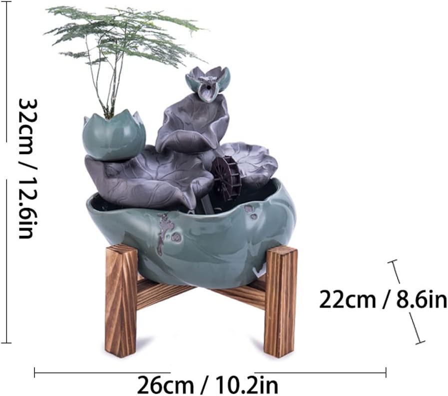 Tabletop Fountain New Chinese Lotus Leaf Flowing Water Desktop Fountain Indoor Atomization Decor Table Fountain Office Lucky Waterfall Fountain Tabletop Decoration