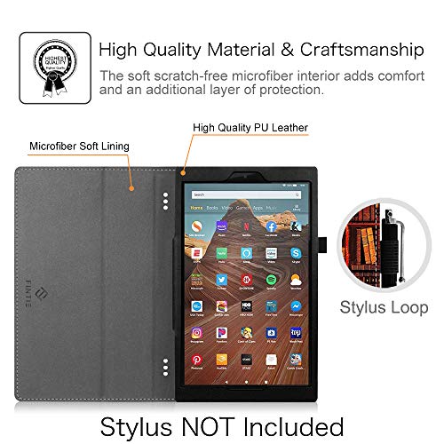 Fintie Folio Case For Amazon Fire Hd 10 Tablet (Compatible With 7Th And 9Th Generations, 2017 And 2019 Releases) - Premium Pu Leather Slim Fit Stand Cover With Auto Wake/Sleep, Library #TOP2