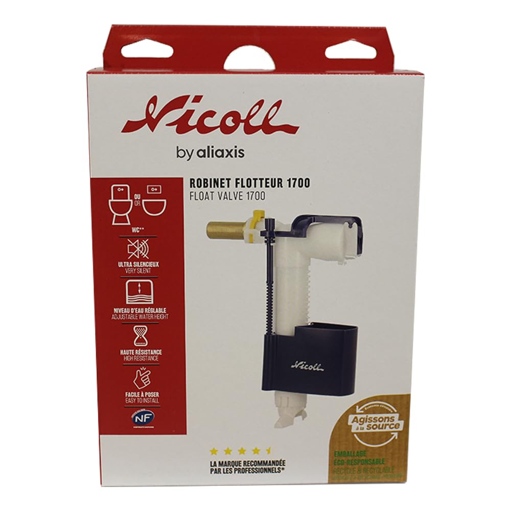 Robinet Flotteur WC - Robinet flotteur NF 1700 contre pression - alim latérale 3/8" (12/17) - Nicoll