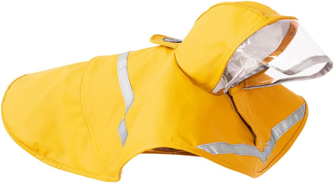 Dog Rain Coat Waterproof Reflective Pet Raincoat Yellow L Size All-Season Rain Jacket for Dogs and Puppies Outdoor Use