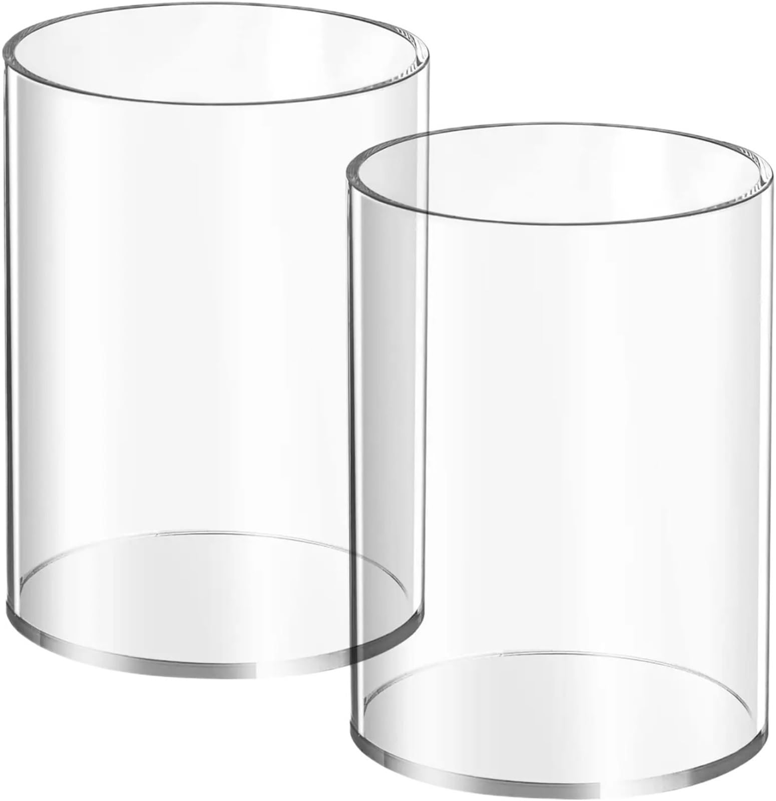 WEOKDFHA Clear Pencil Holder 2-4 Pieces Clear Pen Holder Round Pencil Cup Makeup Brush Desktop Organizer
