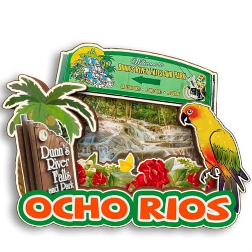Imán decorativo de madera Ocho Rios Jamaica 3D miniatura 1
