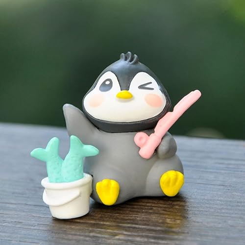 Miniatura 9 de 6 estatuas de pingüino en miniatura, mini figuras de pingüino en miniatura, adornos de jardín en miniatura, decoración de micro paisaje, decoración