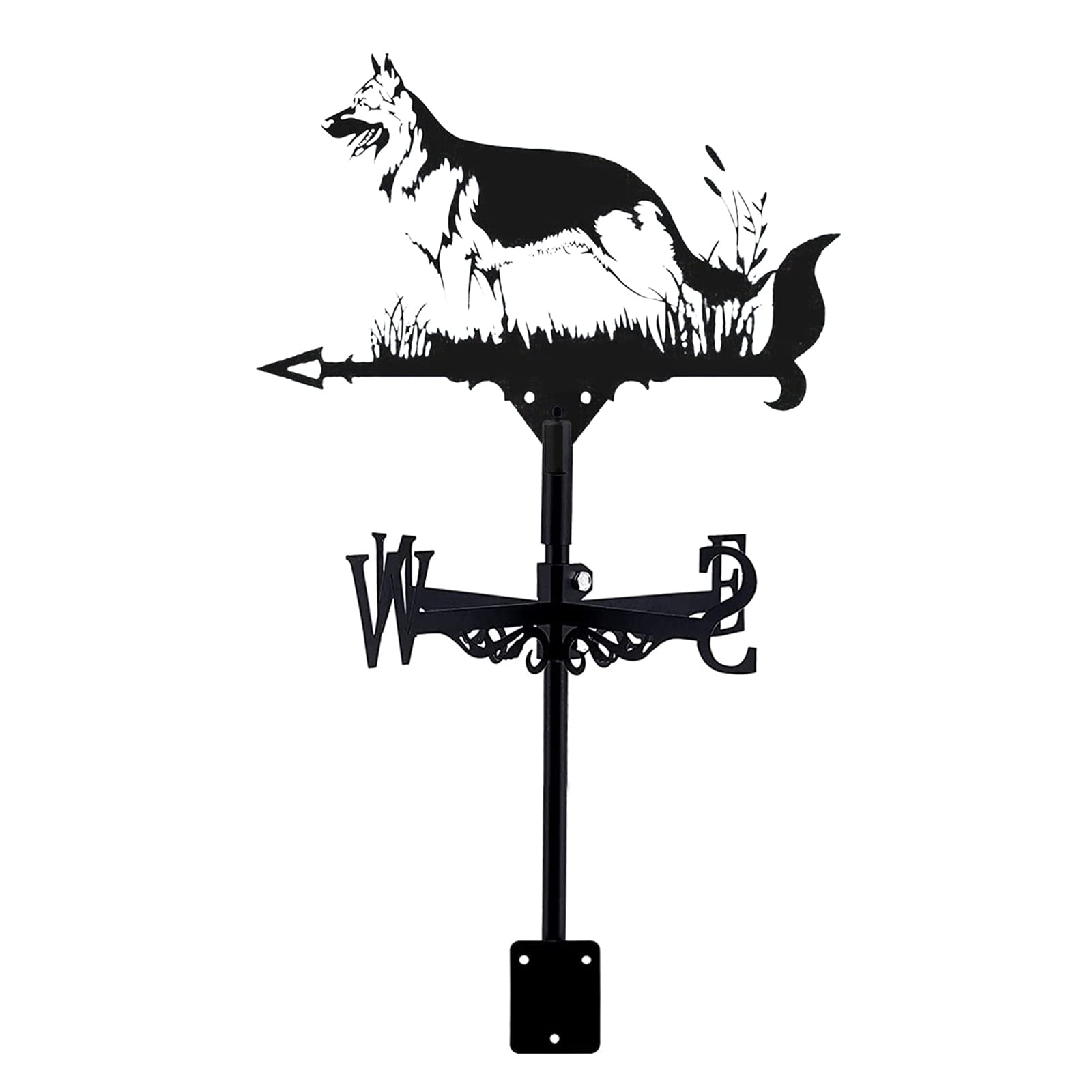 ERUGWHNK Exquisite Metal Weather Vane Ornament German Shepherd Weathervane Spanish Bulldog Garden Decorations Wind Direction Indicator with Roof Mount for Outdoor Fa