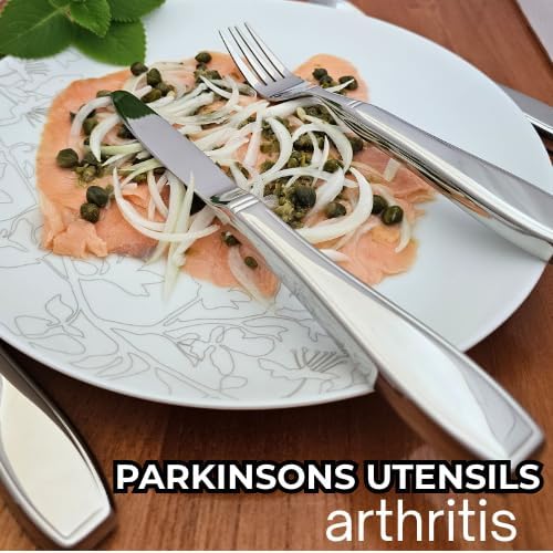 Miniatura 6 de Cubiertos con peso para temblores de manos para Parkinson, artritis  Utensilios pesados para temblores  Utensilios de alimentación con peso  Regalos