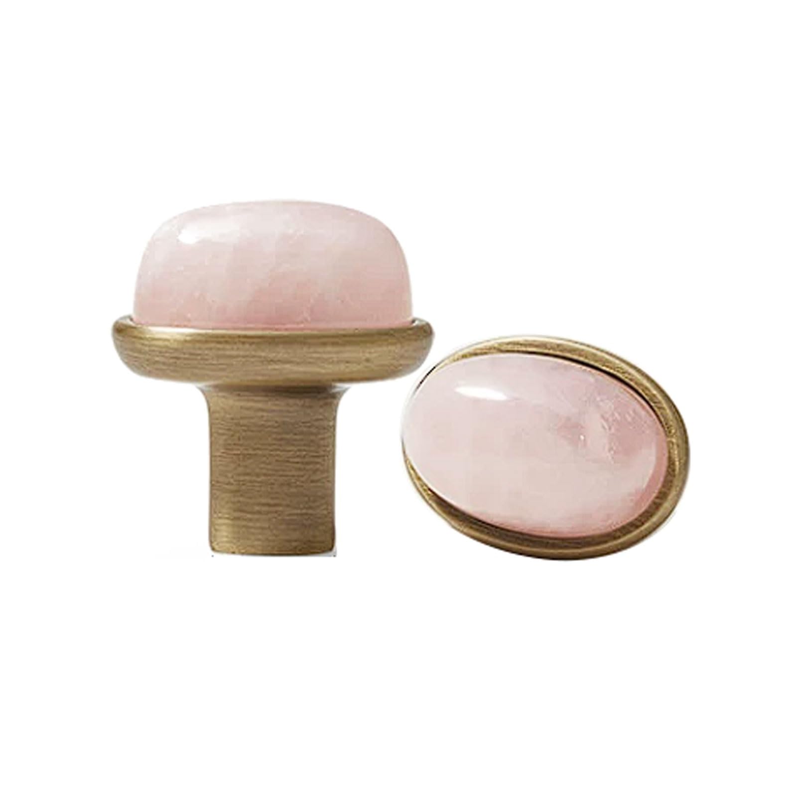 CHENHOJU Crystal Marble Oval Cabinet Knobs Titanium Silver Ideal for Dressers, Kitchen Cabinets, and Luxury Furniture Hardware Cabinet Pulls(Bronze-Pink)