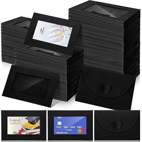 Uiifan 300 Pcs Window Gift Card Envelopes 4x2.8 Inch,Black