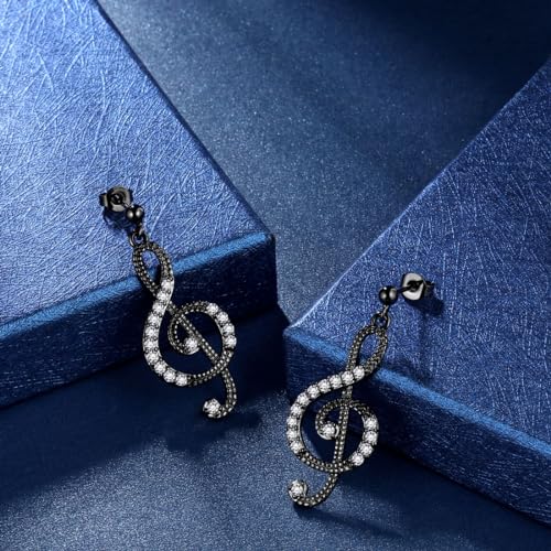 Boucles d'oreilles à tige note de musique hypoallergéniques et légères - 5