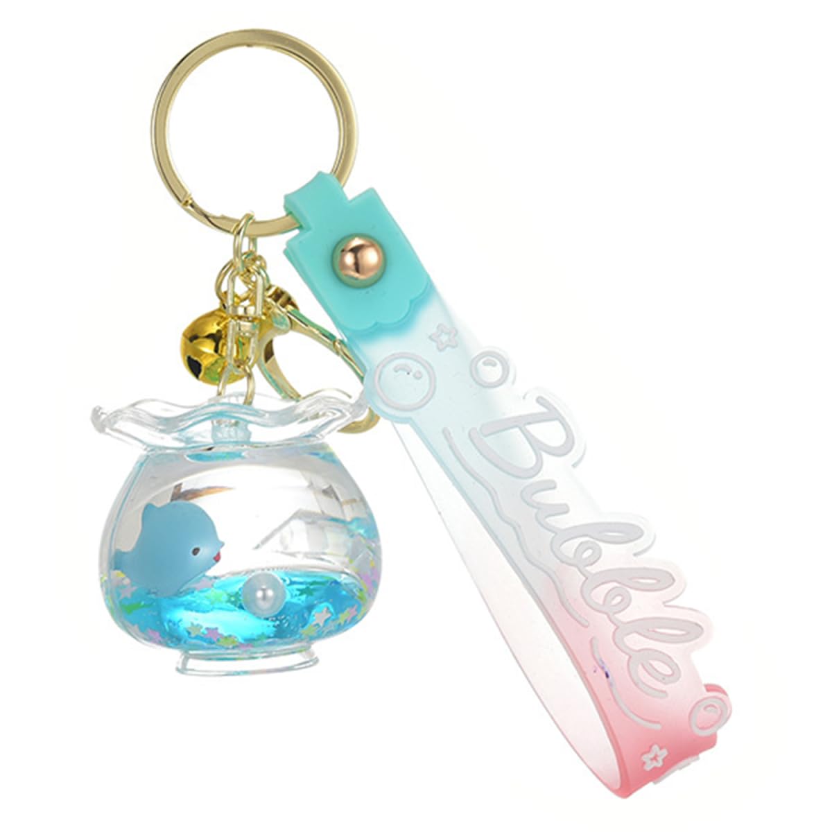 ZDHC Cute Fish Bowl Floating Ocean Animal Keychain Creative Liquid Quicksand Keyring Car Keys Bag Pendant for Women Men
