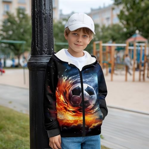 Kids Boys Fleece Hoodie Full Zipper Sweatshirts Soft Warm Fleece Jackets Coat Long Sleeve Athletic Jacket Activewear3