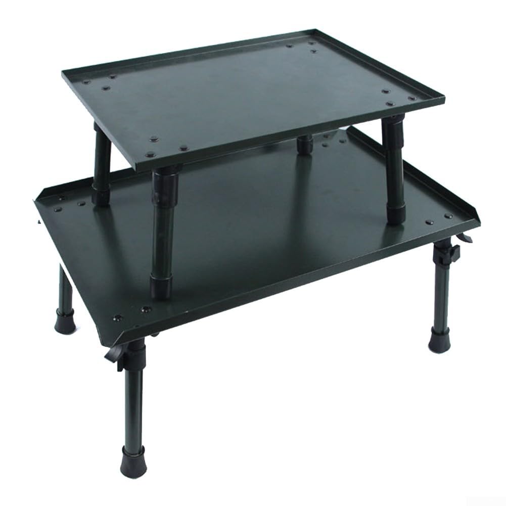 Drawup Tavolo da campeggio pieghevole leggero con gambe regolabili in altezza per picnic all'aperto per attrezzatura da pesca alla carpa, 47,5 x 31 cm (verde militare L#)
