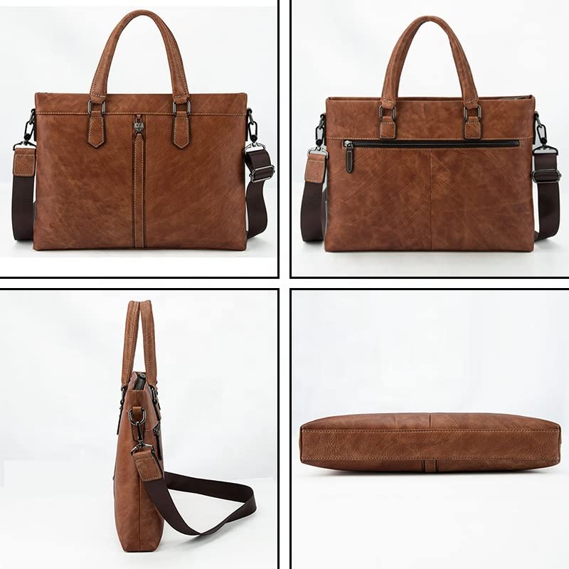 Leather Mens 14 Laptop Bag, Leather Shoulder Bag, Business Bag Briefcase, Document Case4
