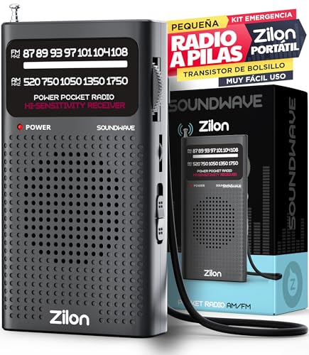 ZILON Transistor Radio a Pilas Pequeña Portatil Analogica Kit Emergencia FM Am Entrada Auriculares de Bolsillo Simple Personas Mayores Numeros Grandes para Facil Vision Muy Potente AA - MASVENDIDA