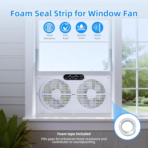 BEYOND BREEZE Twin Window Fan with Reversible Airflow, 9-Inch Window Fan with Timer, Remote Control and 3 Speeds, Expandable Window Exchaust Fans for Home Bedroom by BEYOND BREEZE - Image 7